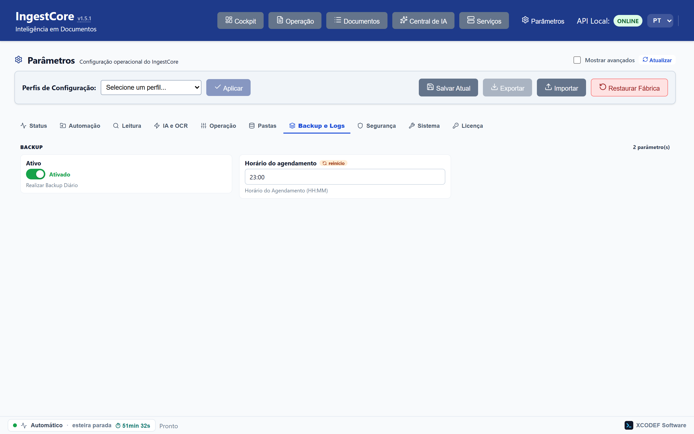 Backup e logs: rotina automática com rotação, sem depender de alguém lembrar.